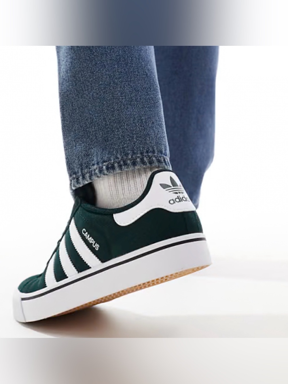 adidas Campus Low-Top Sneaker in Dark Green & White